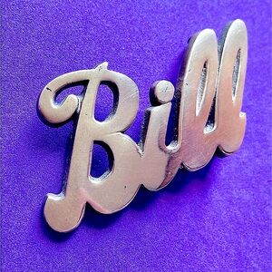 BILL Custom Brass Cursive Solid Brass Belt Buckle Vintage